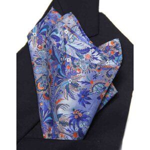 NEW Hand Stitched Sewn Tana Lawn Italian Cotton Pocket Square Floral Men's
